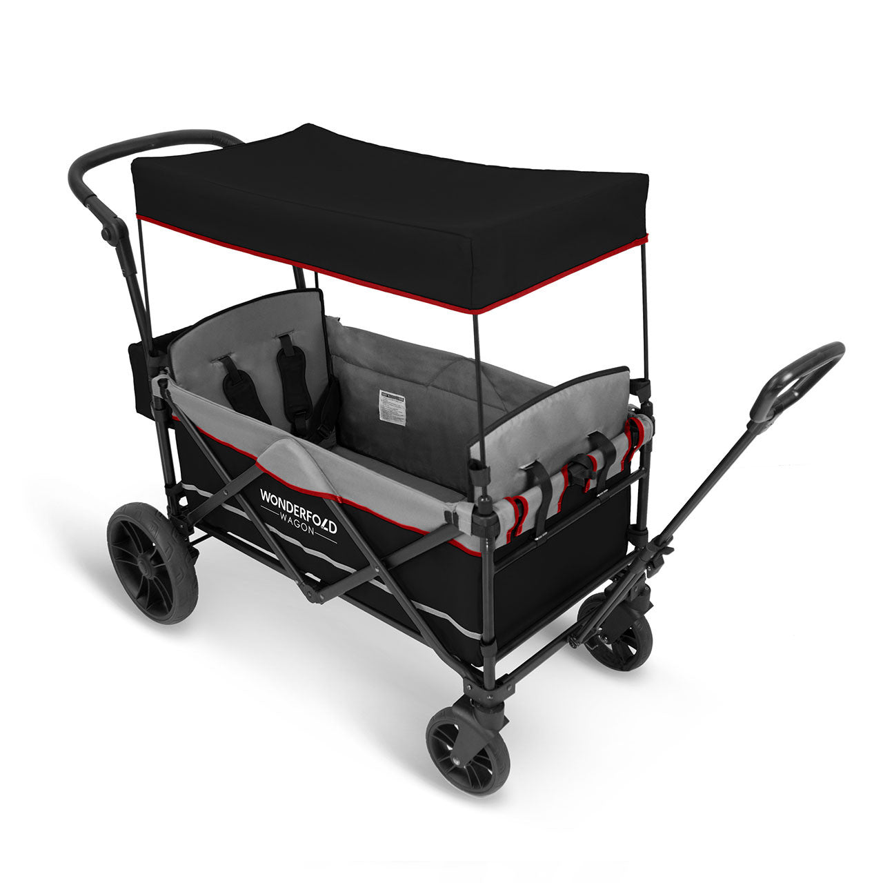 Wonderfold X2 Push & Pull Double Stroller Wagon in Pitch Black- Bambi Baby