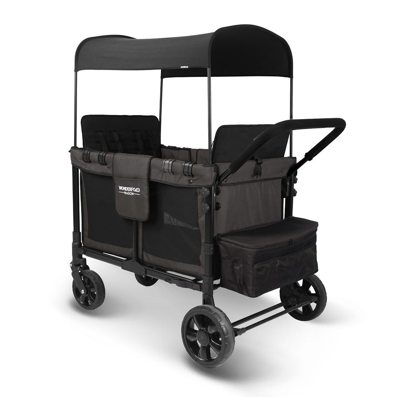 Wonderfold W4 Elite Quad Stroller Wagon in Volcanic Black- Bambi Baby