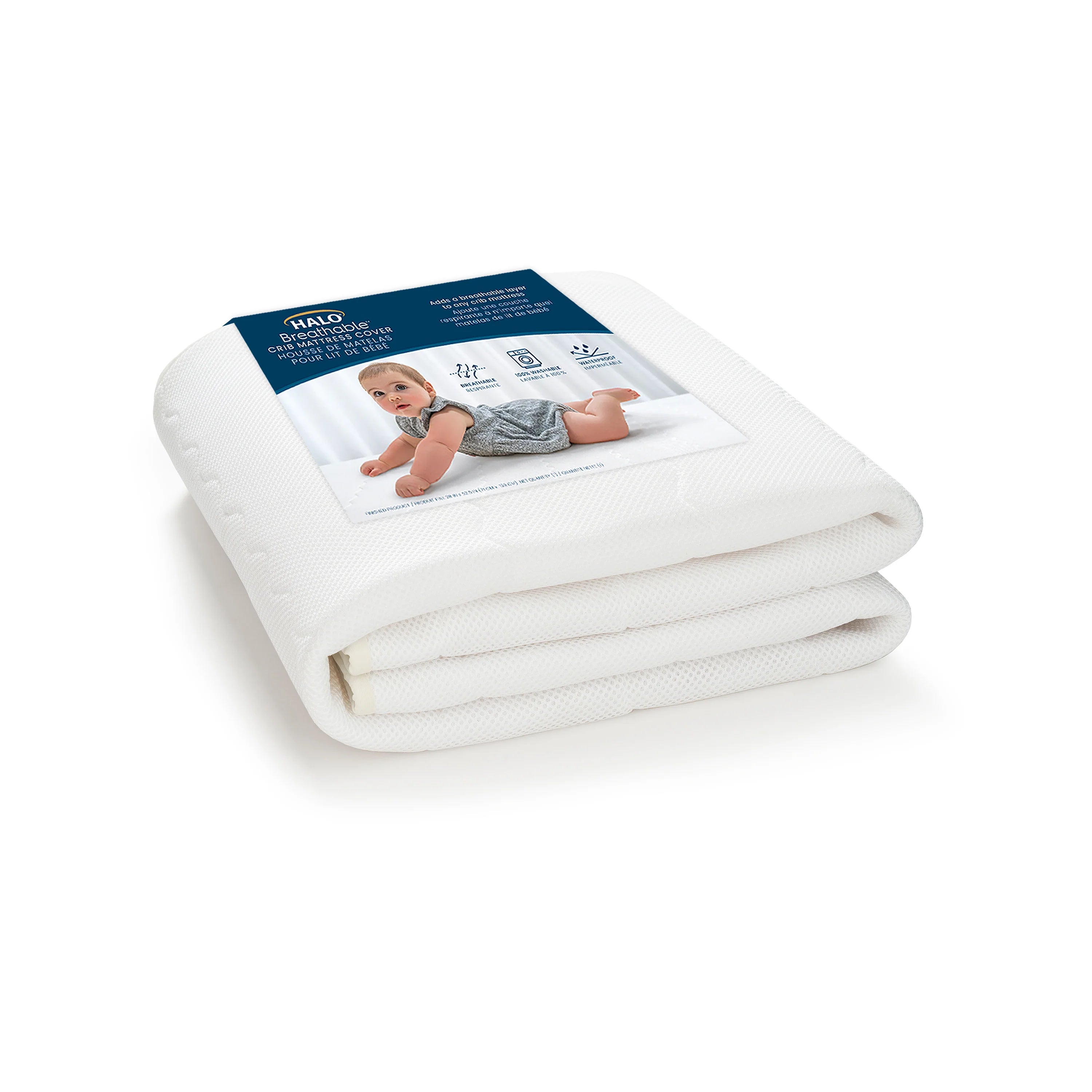 Halo Breathable Crib Mattress Cover - White- Bambi Baby