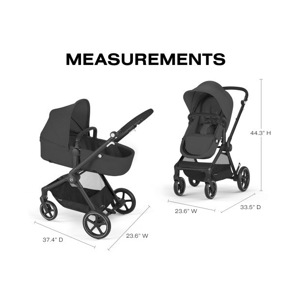 Cochecito CYBEX EOS - Marco negro con asiento Moon Black - Bambi Baby