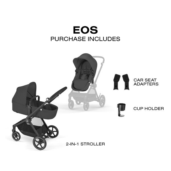 Cochecito CYBEX EOS - Marco negro con asiento Moon Black - Bambi Baby