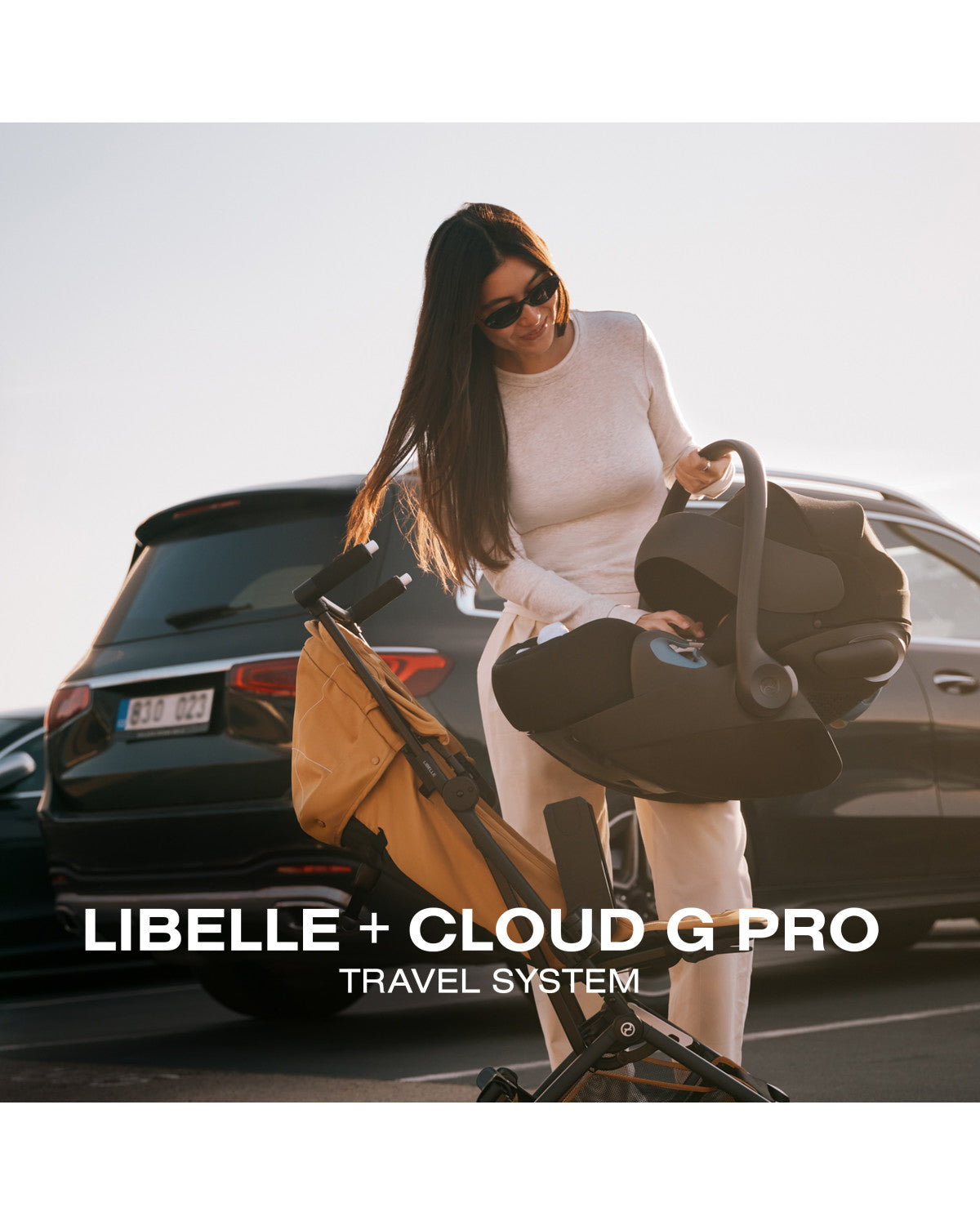 CYBEX LIBELLE Stroller + Cloud G Pro Infant Car Seat Travel System - Chocolate Brown- Bambi Baby