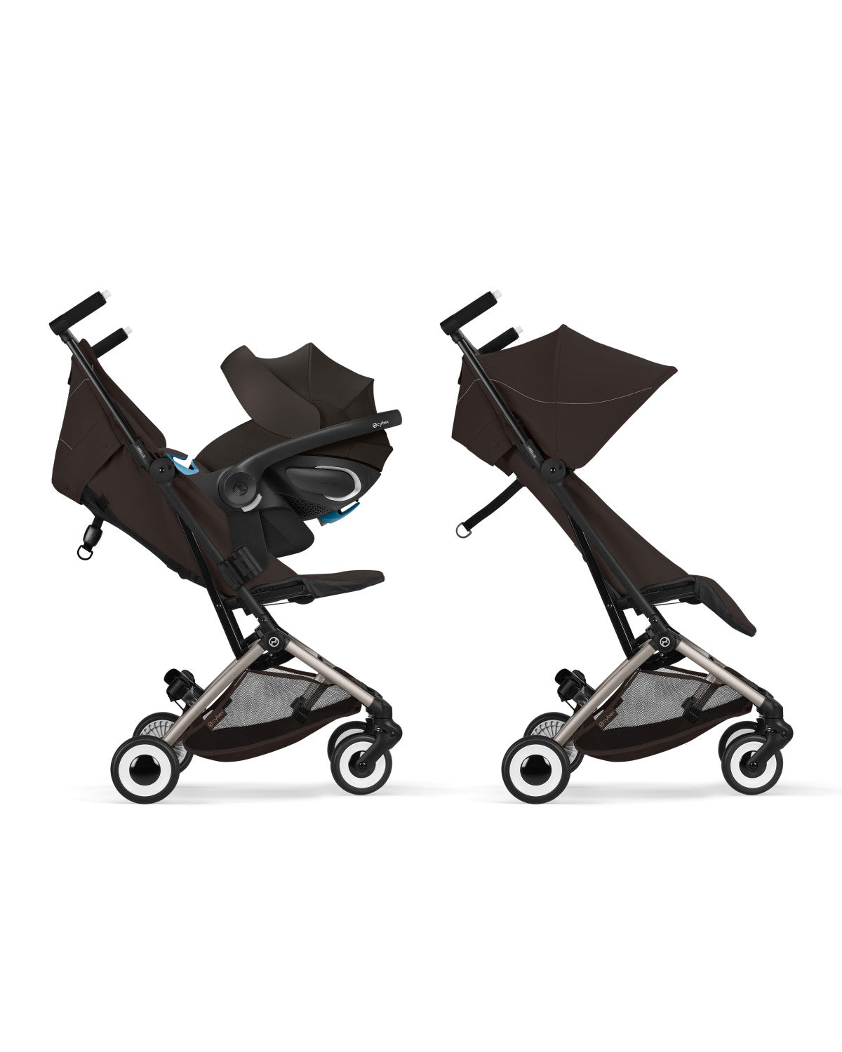 CYBEX LIBELLE Stroller + Cloud G Pro Infant Car Seat Travel System - Chocolate Brown- Bambi Baby