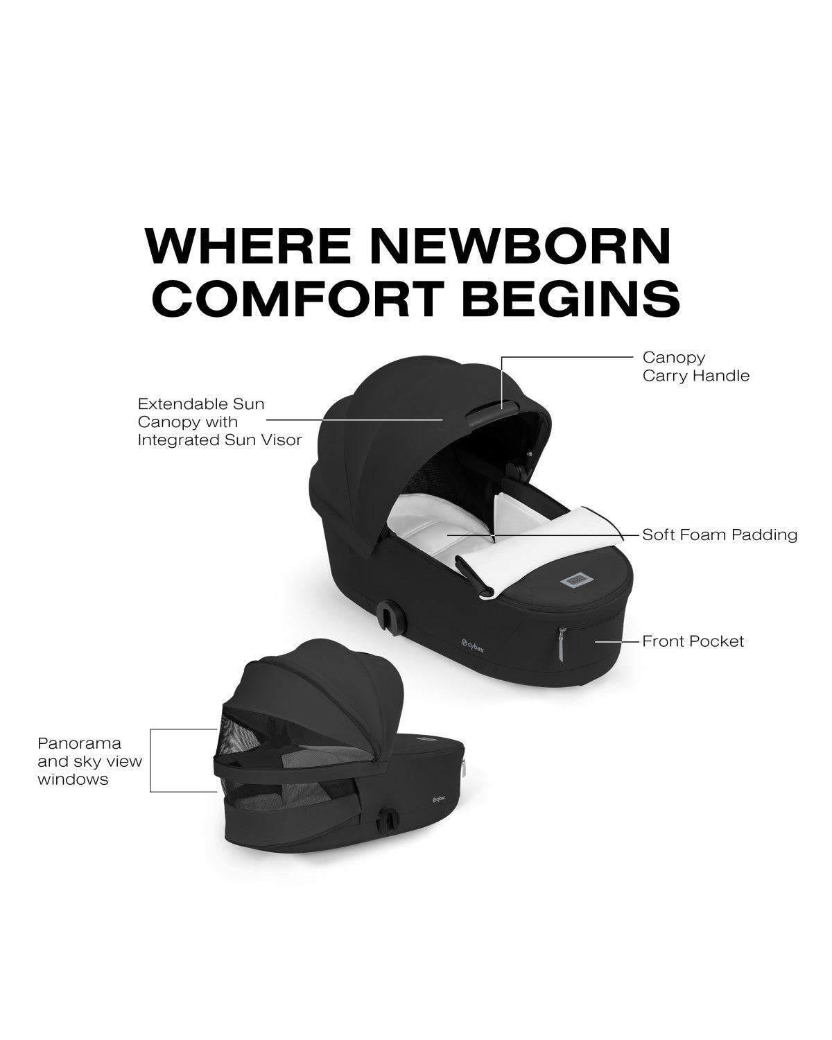 CYBEX PRIAM Fold Lux Carry Cot - Comfort Collection- Bambi Baby