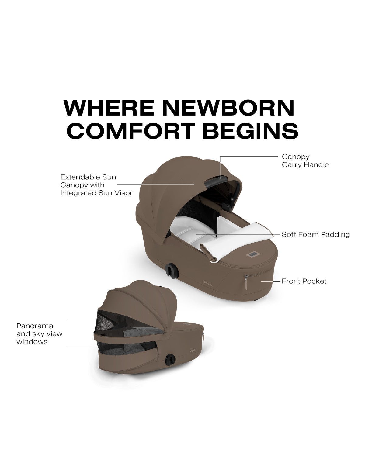 CYBEX PRIAM Fold Lux Carry Cot - Comfort Collection- Bambi Baby