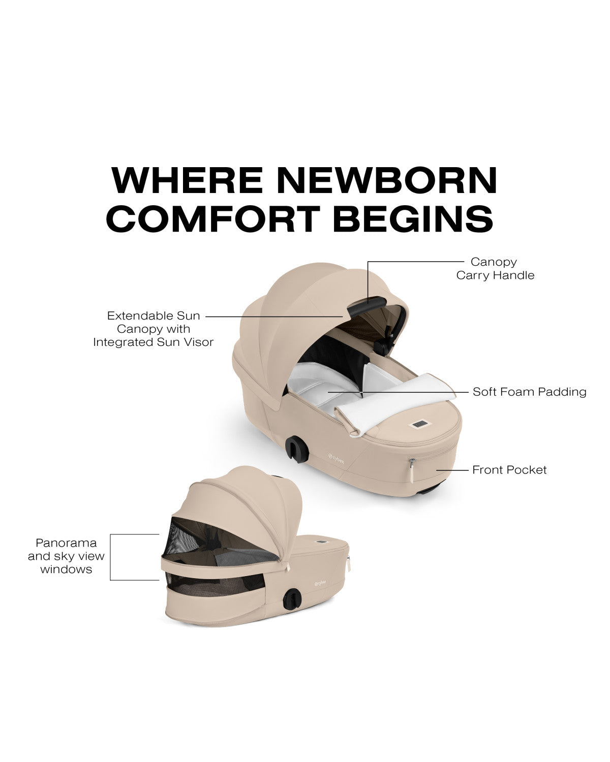 CYBEX MIOS/COYA Fold Lux Carry Cot - Comfort Collection- Bambi Baby
