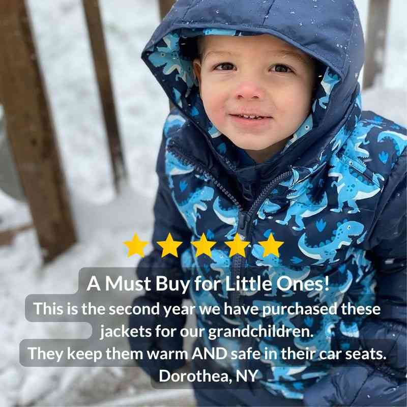 Onekid Car Seat Coat | The Road Coat Down - Navy Raptor Print- Bambi Baby