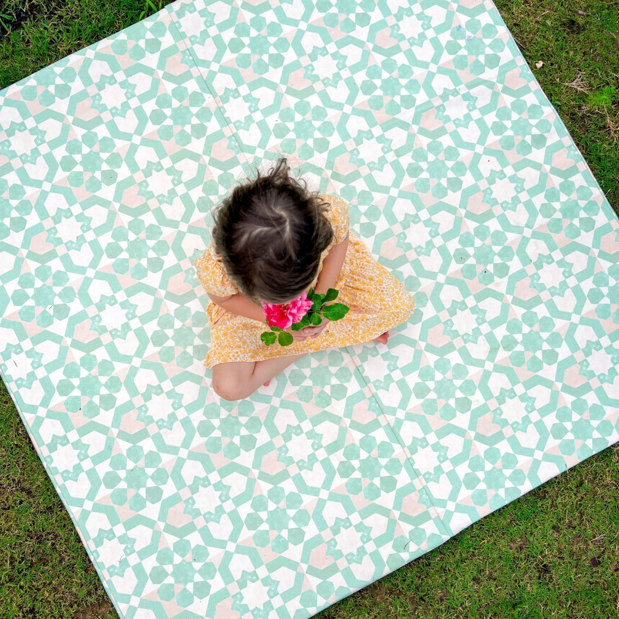 Toki Kids Green Tile Vegan Leather Mat- Bambi Baby