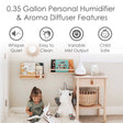 Crane Baby 0.35 Gal. 2-in-1 Ultrasonic Cool Mist Humidifier & Aroma Diffuser for Small Rooms - Bambi Baby