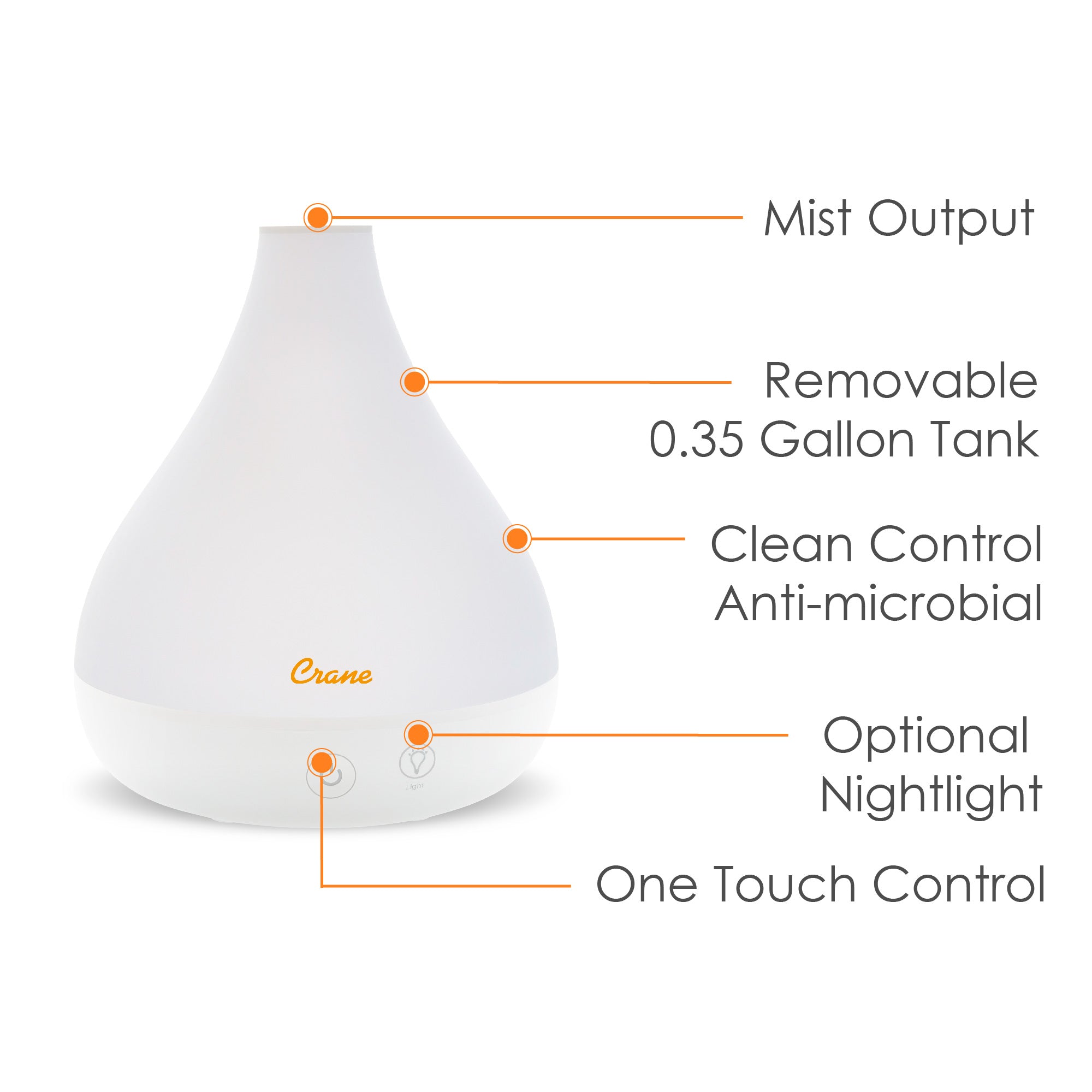 Crane Baby 0.35 Gal. 2-in-1 Ultrasonic Cool Mist Humidifier & Aroma Diffuser for Small Rooms- Bambi Baby