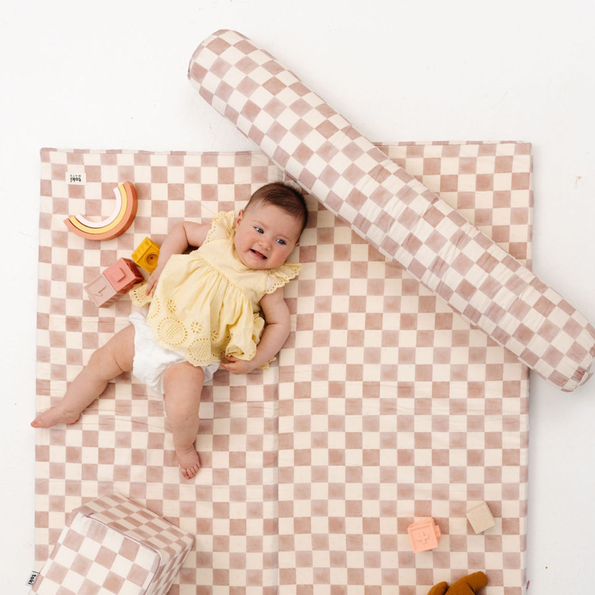 Toki Kids Checker Gumdrop Support Pillow- Bambi Baby