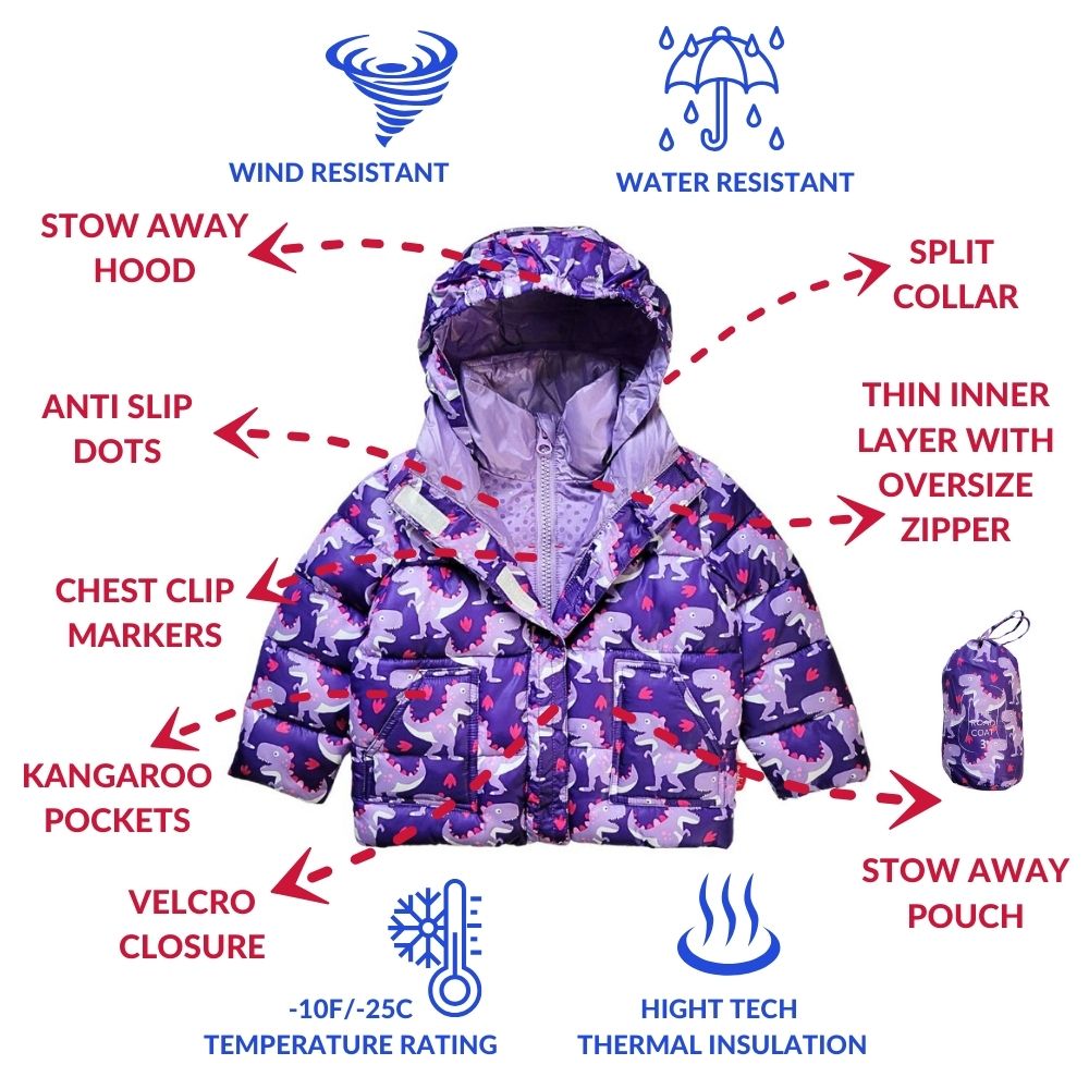 Onekid Car Seat Coat | The Road Coat Vegan - Purple Raptor- Bambi Baby