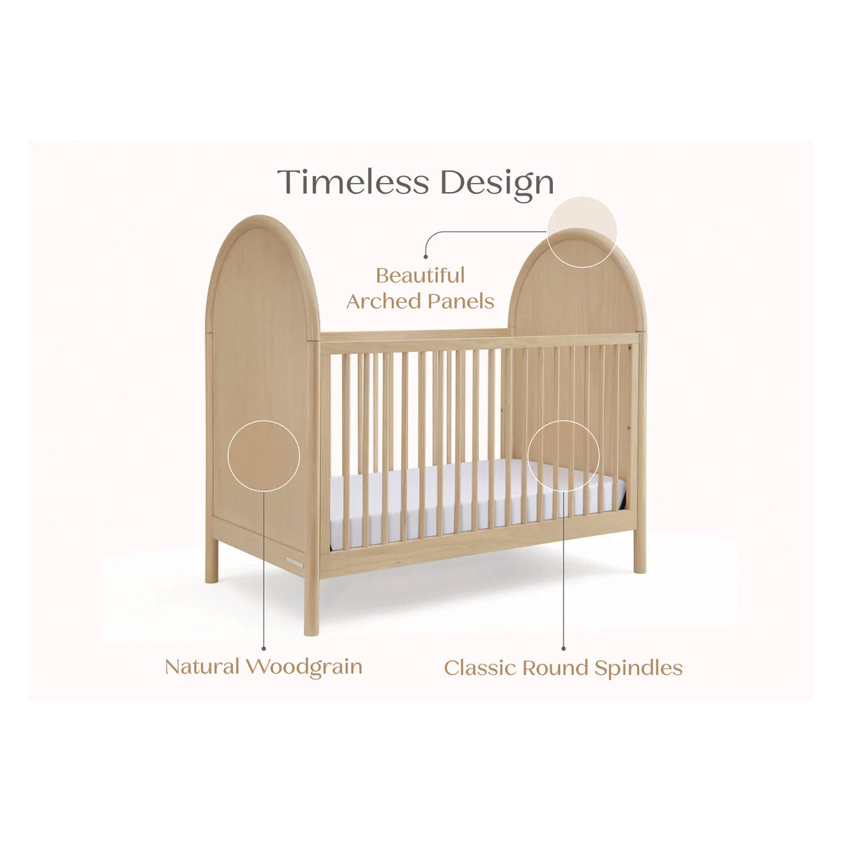 Delta Children Vivi 4-In-1 Convertible Crib- Greenguard Gold Certified- Bambi Baby
