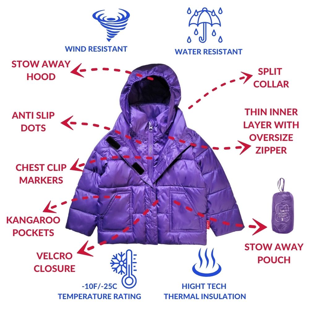 Onekid Car Seat Coat | The Road Coat Vegan - Purple- Bambi Baby