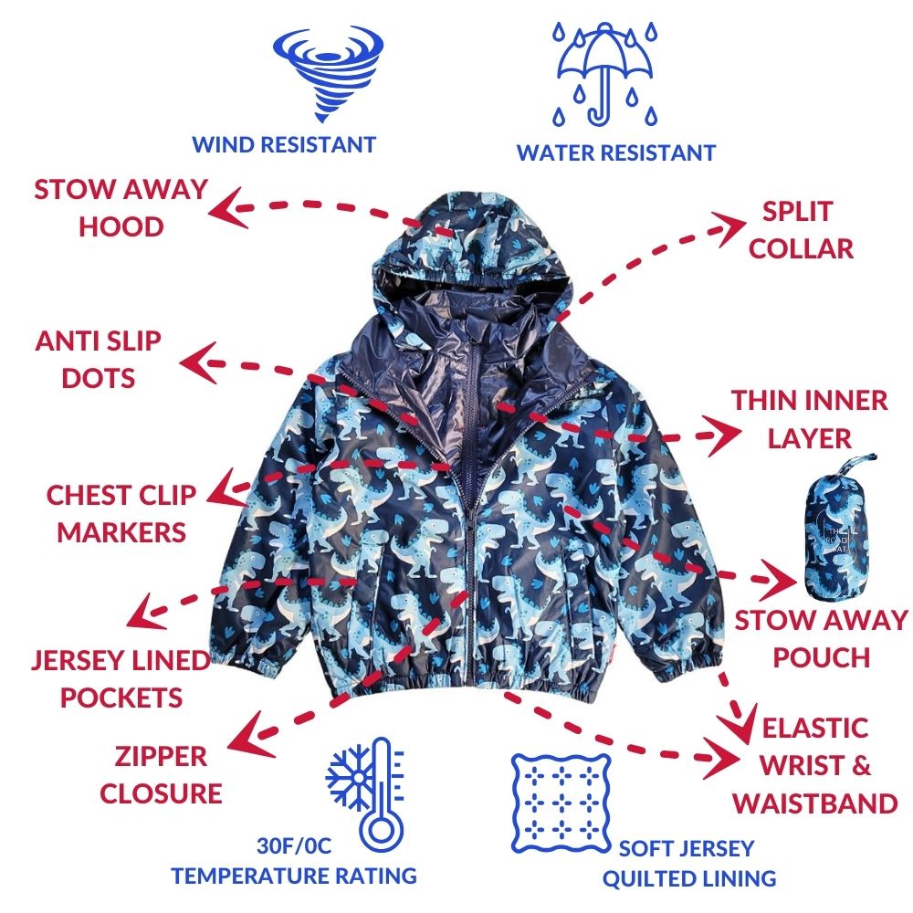 Onekid Car Seat Coat | The Road Coat Transition - Navy Raptor Print- Bambi Baby