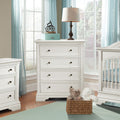 Belgium Cream Stella Athena 4-Drawer Tall Chest - Nursery Room Setting | Bambi Baby