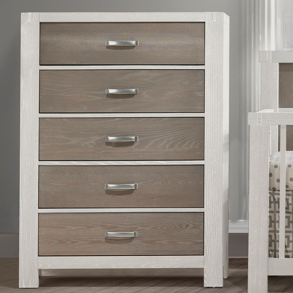 Natart Rustico Moderno Collection 5 Drawer Dresser in White and Owl- Bambi Baby