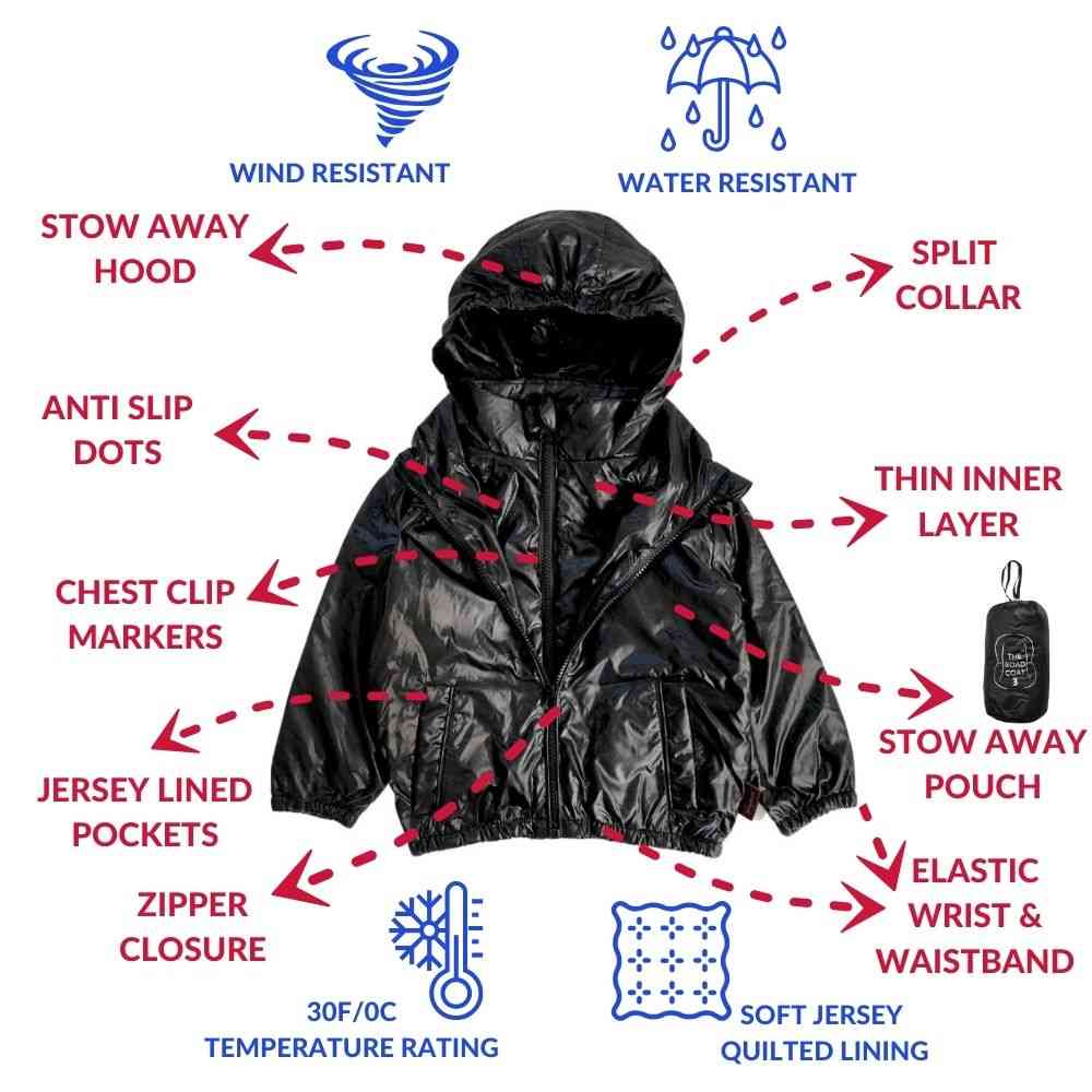 Onekid Car Seat Coat | The Road Coat Transition - Black- Bambi Baby