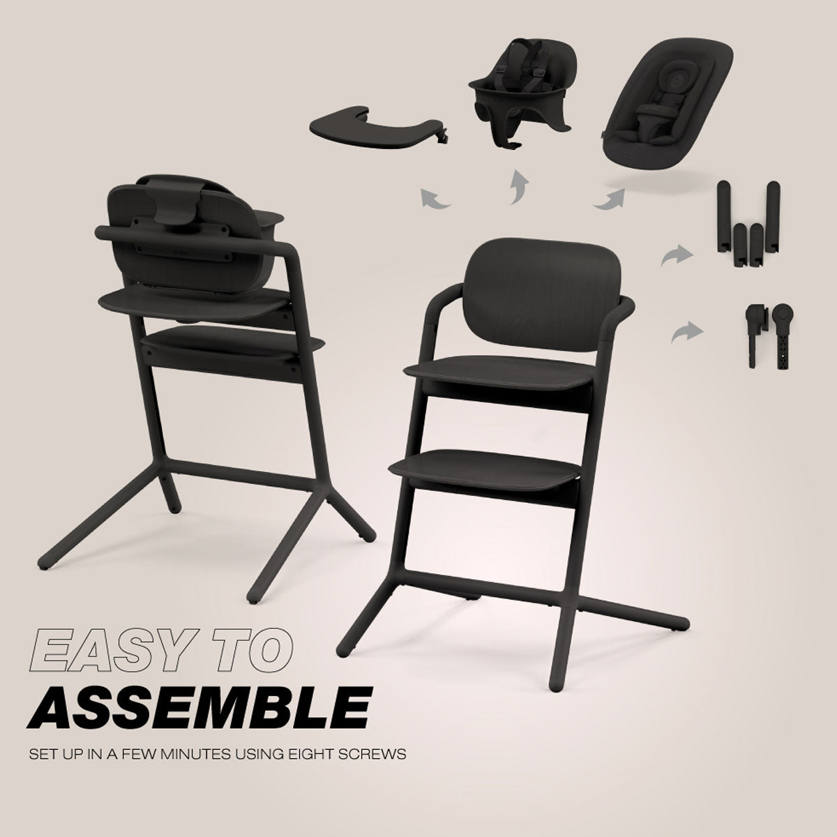 CYBEX LEMO 2 High Chair 4-in-1 Set - Stunning Black- Bambi Baby