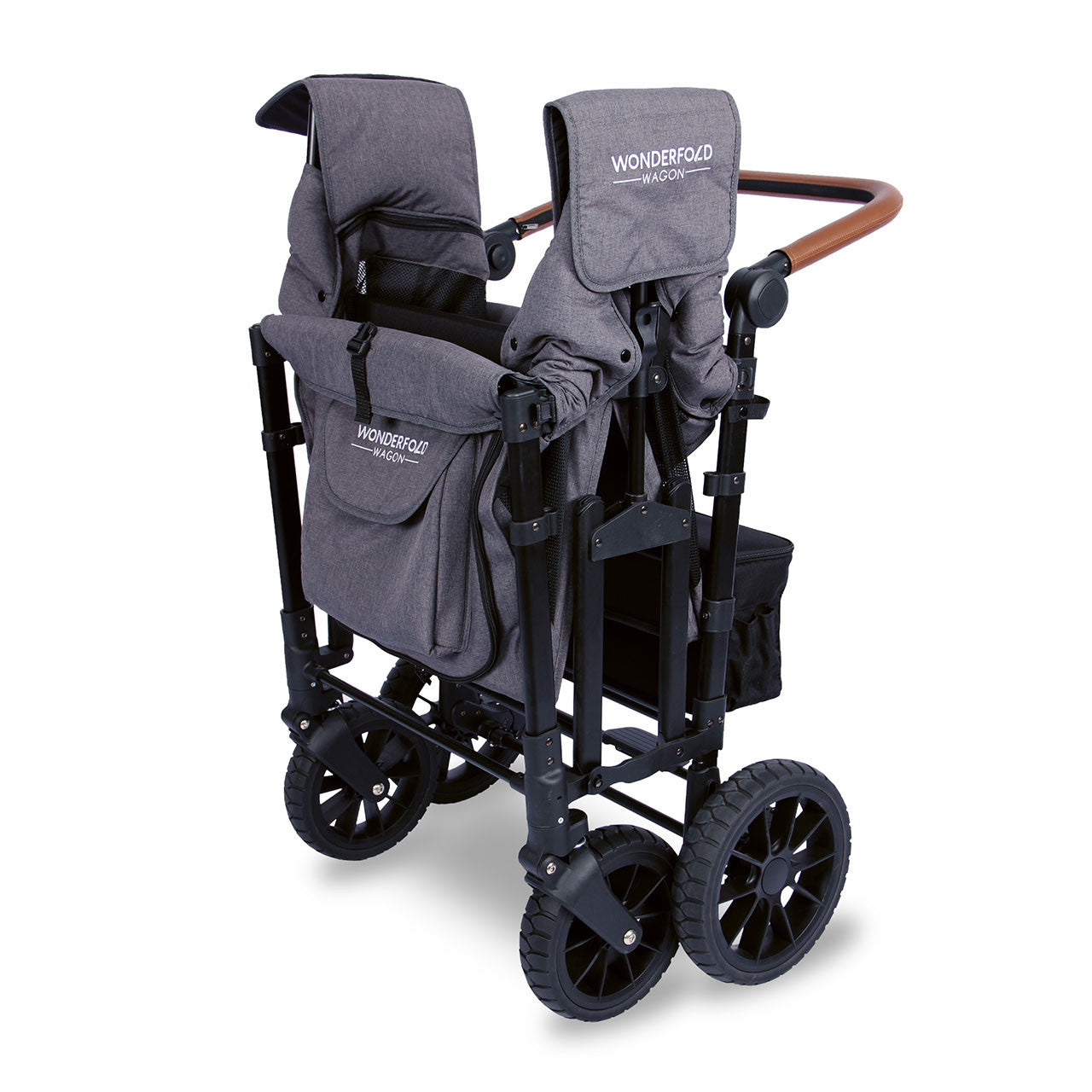 Wonderfold W4 LUXE Quad Stroller Wagon in Charcoal Gray with Black Frame- Bambi Baby