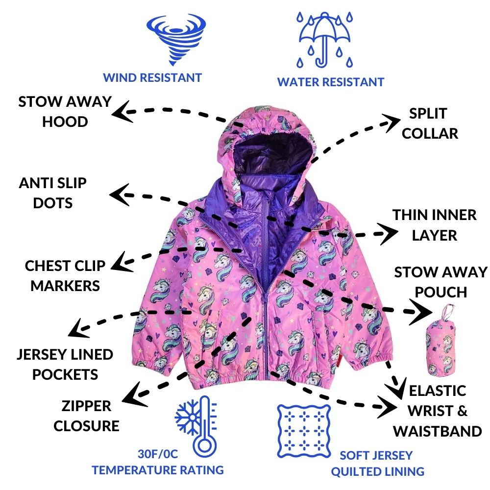 Onekid Car Seat Coat | The Road Coat Transition - Unicorn Print- Bambi Baby
