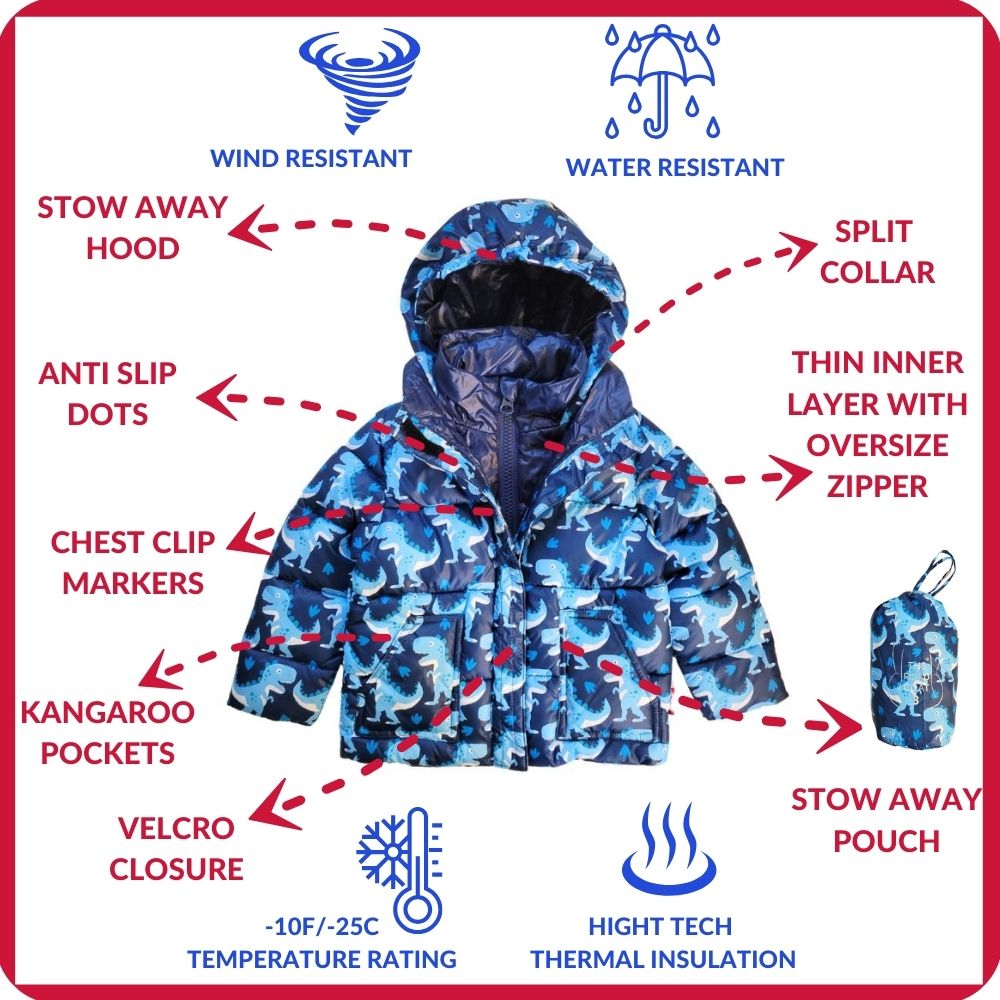 Onekid Car Seat Coat | The Road Coat Vegan - Navy Raptor Print- Bambi Baby