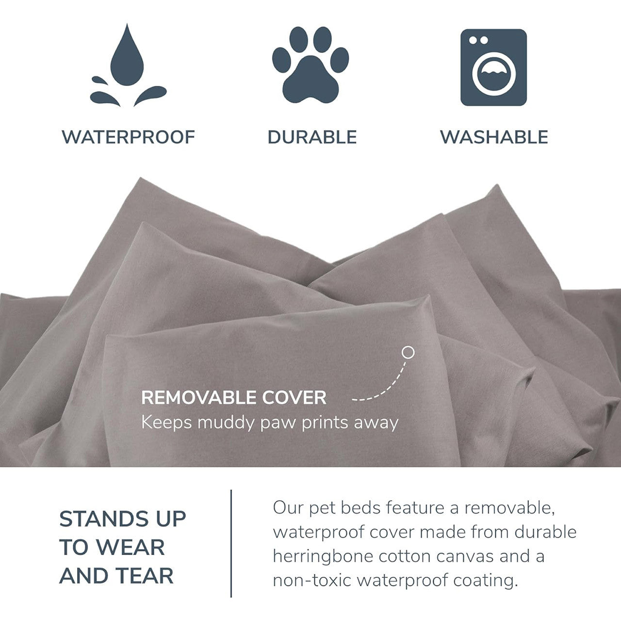 Naturepedic Pet Bed M 30" Waterprooof Cover - Taupe- Bambi Baby
