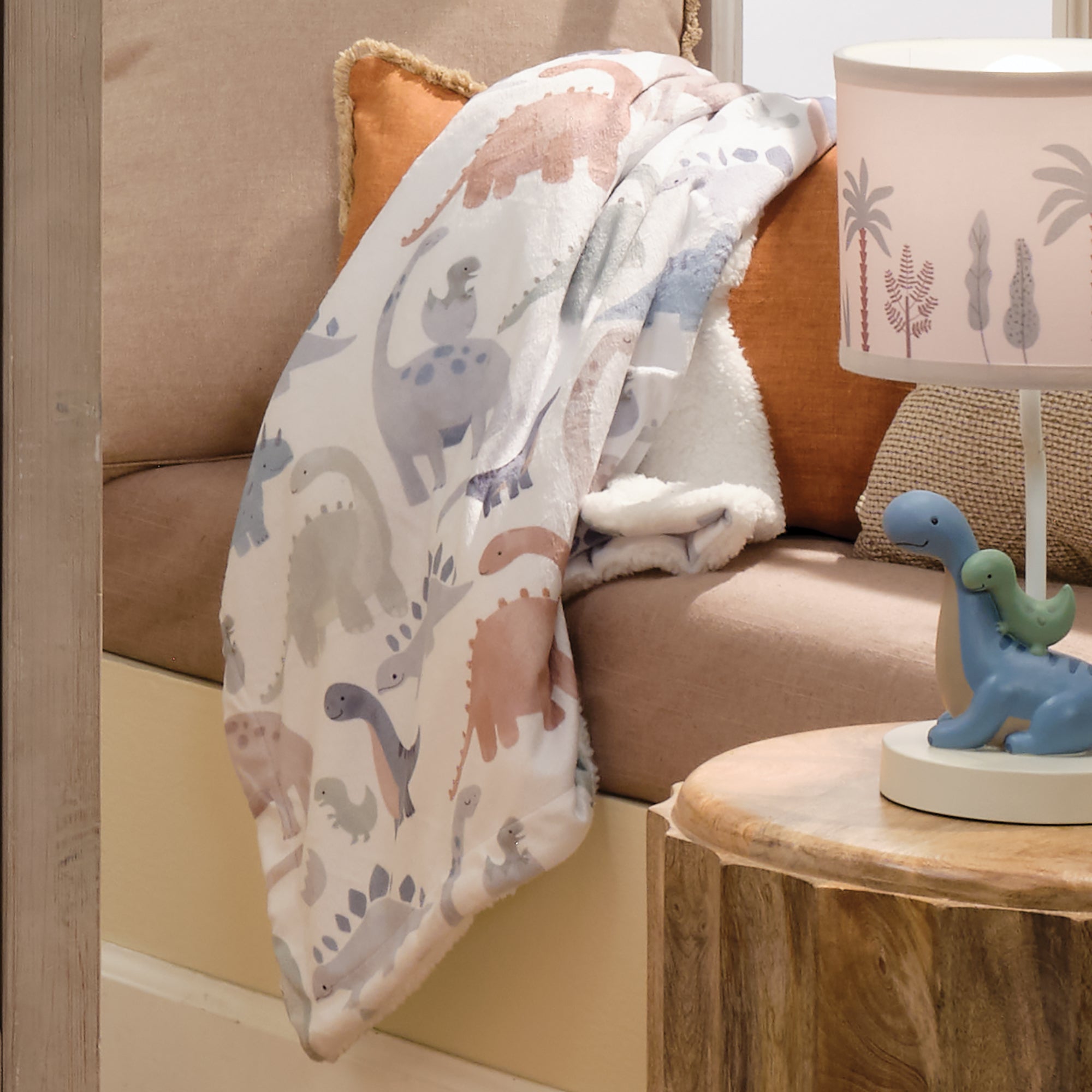 Lambs & Ivy Dino-Might Dinosaur Baby Blanket- Bambi Baby