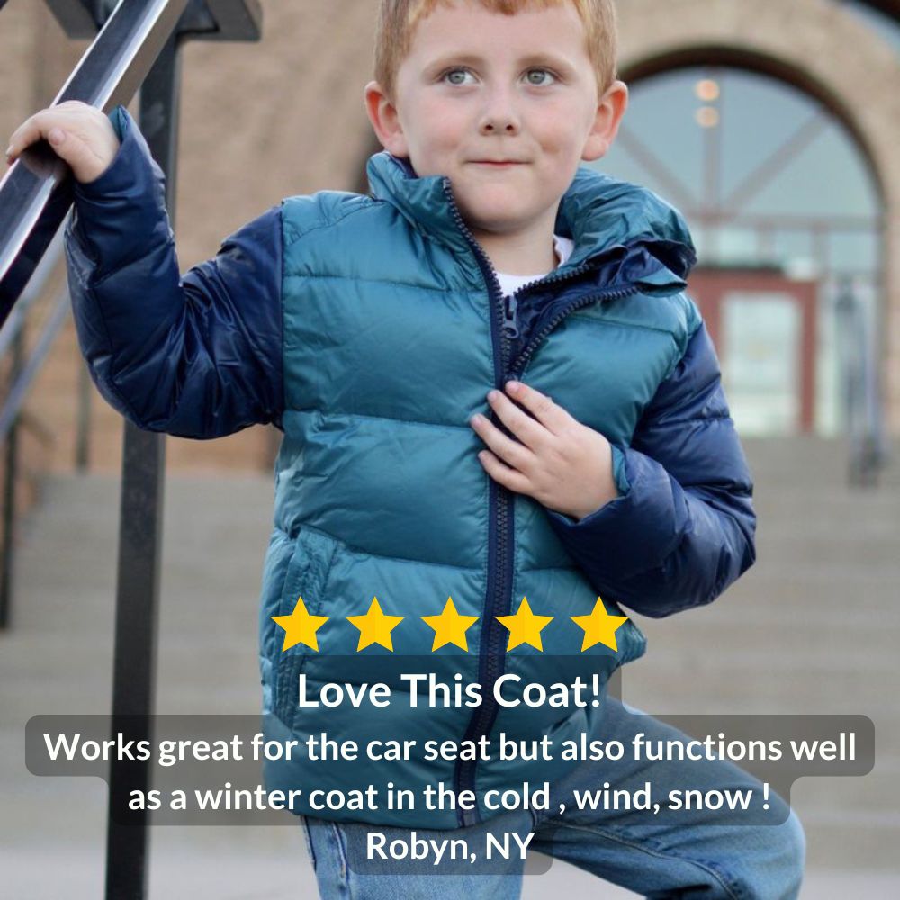 Onekid Car Seat Coat | The Road Coat Down - Navy/Teal- Bambi Baby