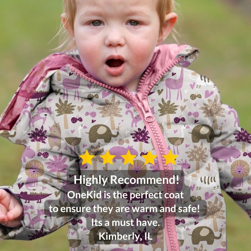 Onekid Car Seat Coat | The Road Coat Down - Safari Print- Bambi Baby