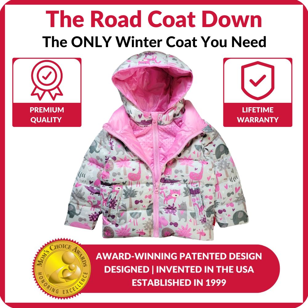 Onekid Car Seat Coat | The Road Coat Down - Safari Print- Bambi Baby