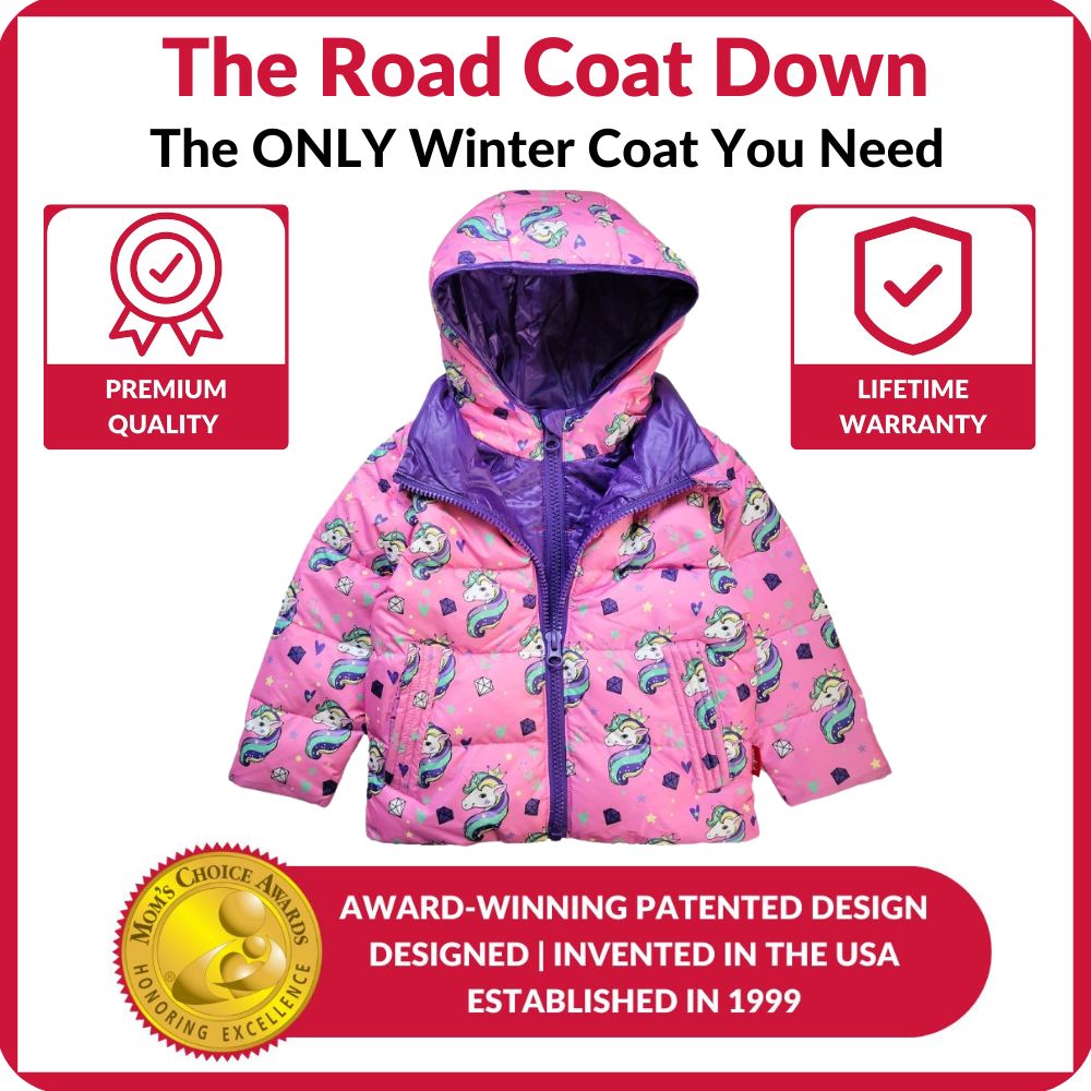 Onekid Car Seat Coat | The Road Coat Down - Unicorn Print- Bambi Baby