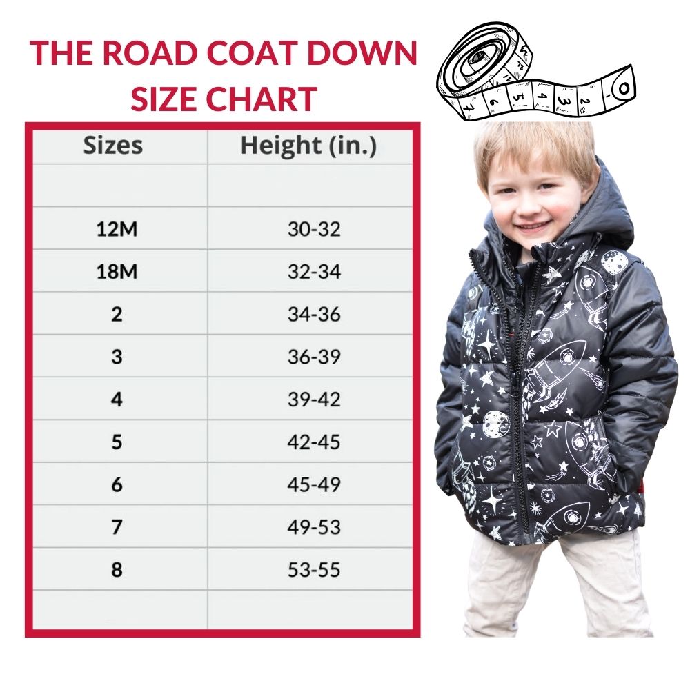 Onekid Car Seat Coat | The Road Coat Down - Rocketship Print- Bambi Baby