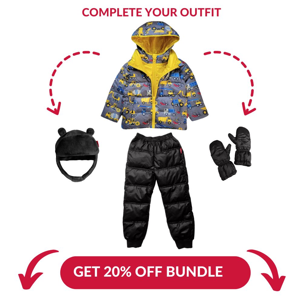 Onekid Car Seat Coat | The Road Coat Down - Construction Print- Bambi Baby