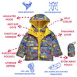 Onekid Car Seat Coat | The Road Coat Down - Construction Print - Bambi Baby