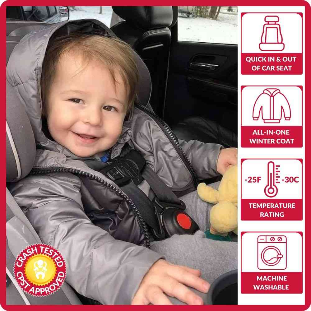 Onekid Car Seat Coat | The Road Coat Down - Platinum/Black- Bambi Baby