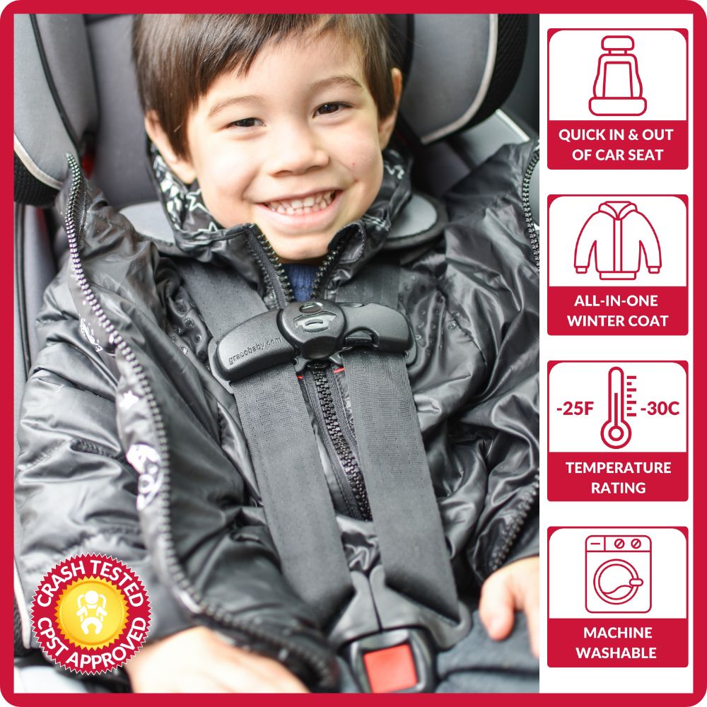 Onekid Car Seat Coat | The Road Coat Down - Rocketship Print- Bambi Baby