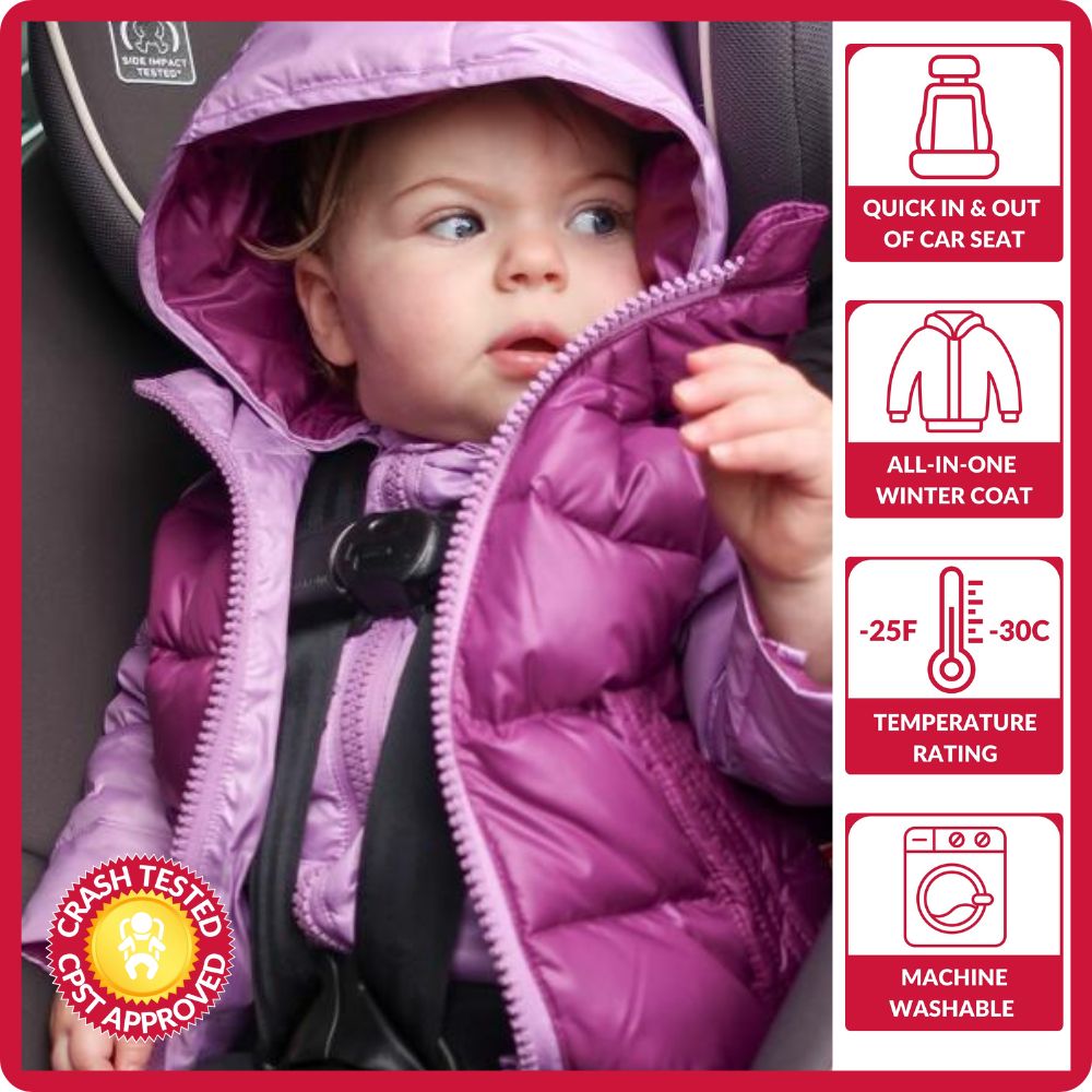 Onekid Car Seat Coat | The Road Coat Down - Lilac/Plum- Bambi Baby