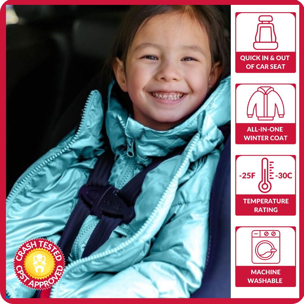 Onekid Car Seat Coat | The Road Coat Down - Aqua- Bambi Baby