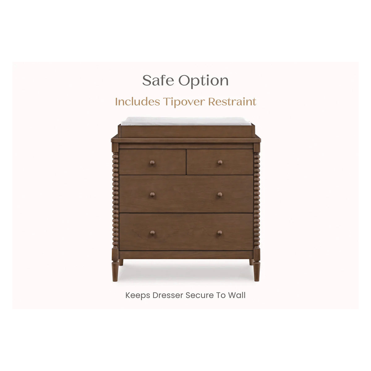 Delta Children Saint 4 Drawer Dresser With Changing Top- Bambi Baby