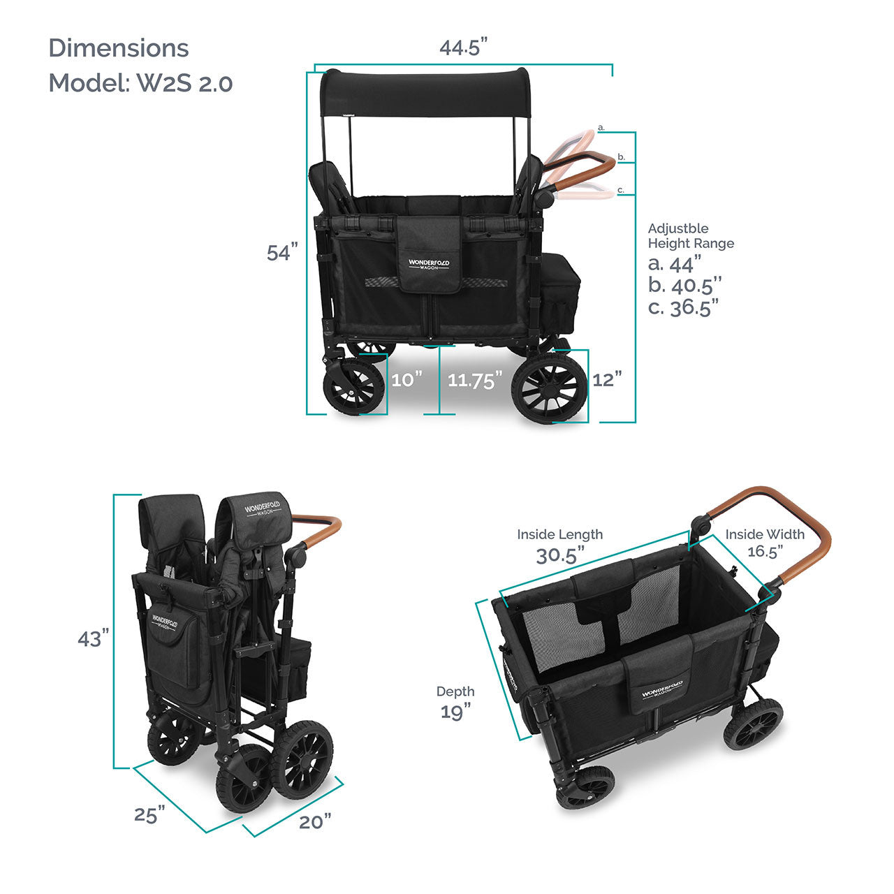 Wonderfold W2 LUXE Double Stroller Wagon- Bambi Baby