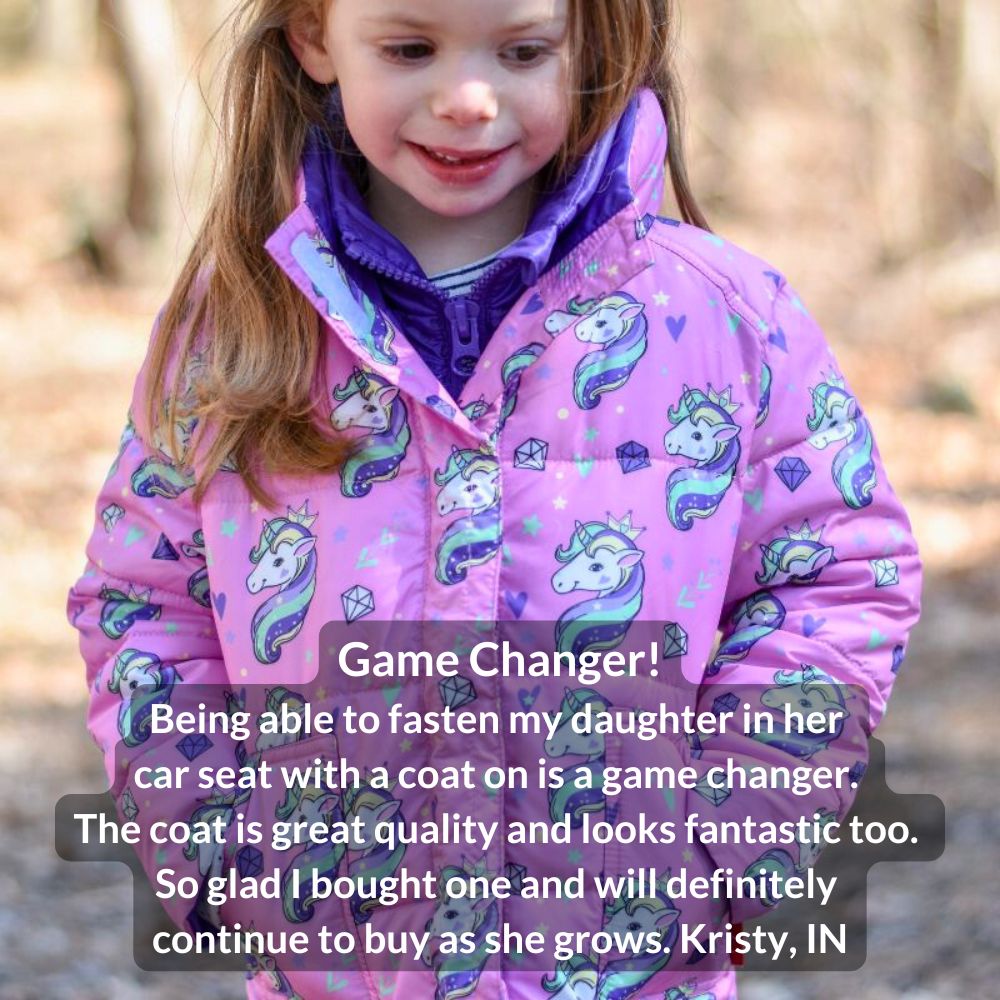 Onekid Car Seat Coat | The Road Coat Vegan - Unicorn Print- Bambi Baby