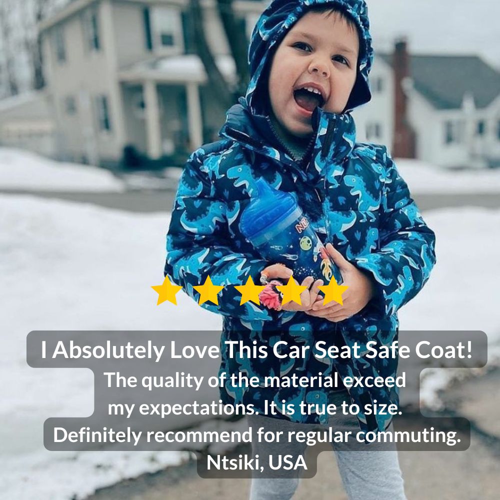 Onekid Car Seat Coat | The Road Coat Vegan - Navy Raptor Print- Bambi Baby
