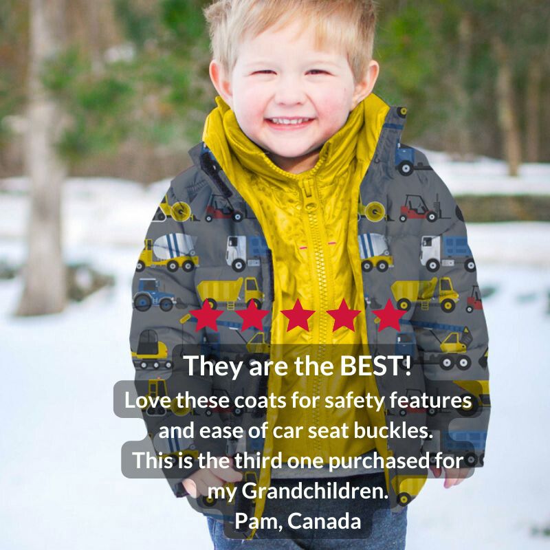 Onekid Car Seat Coat | The Road Coat Vegan - Construction Print- Bambi Baby