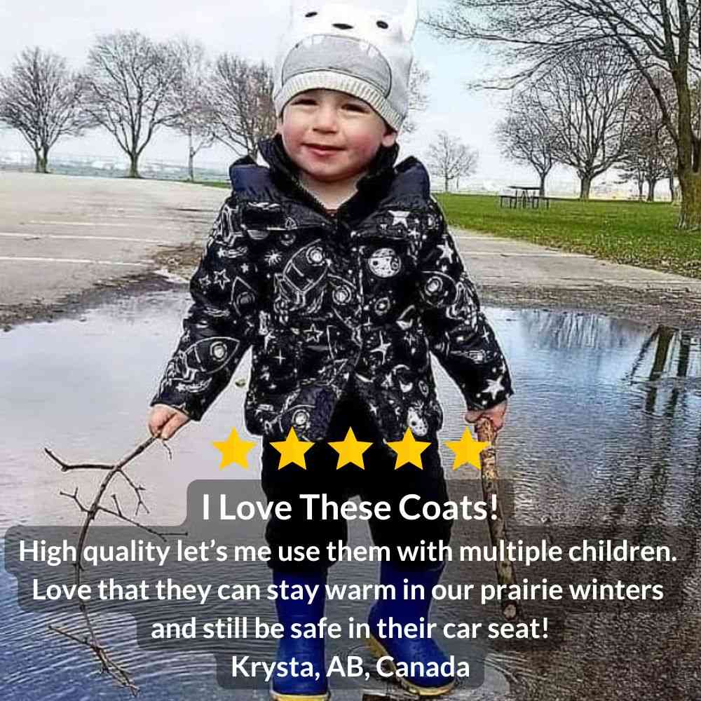 Onekid Car Seat Coat | The Road Coat Vegan - Rocketship Print- Bambi Baby