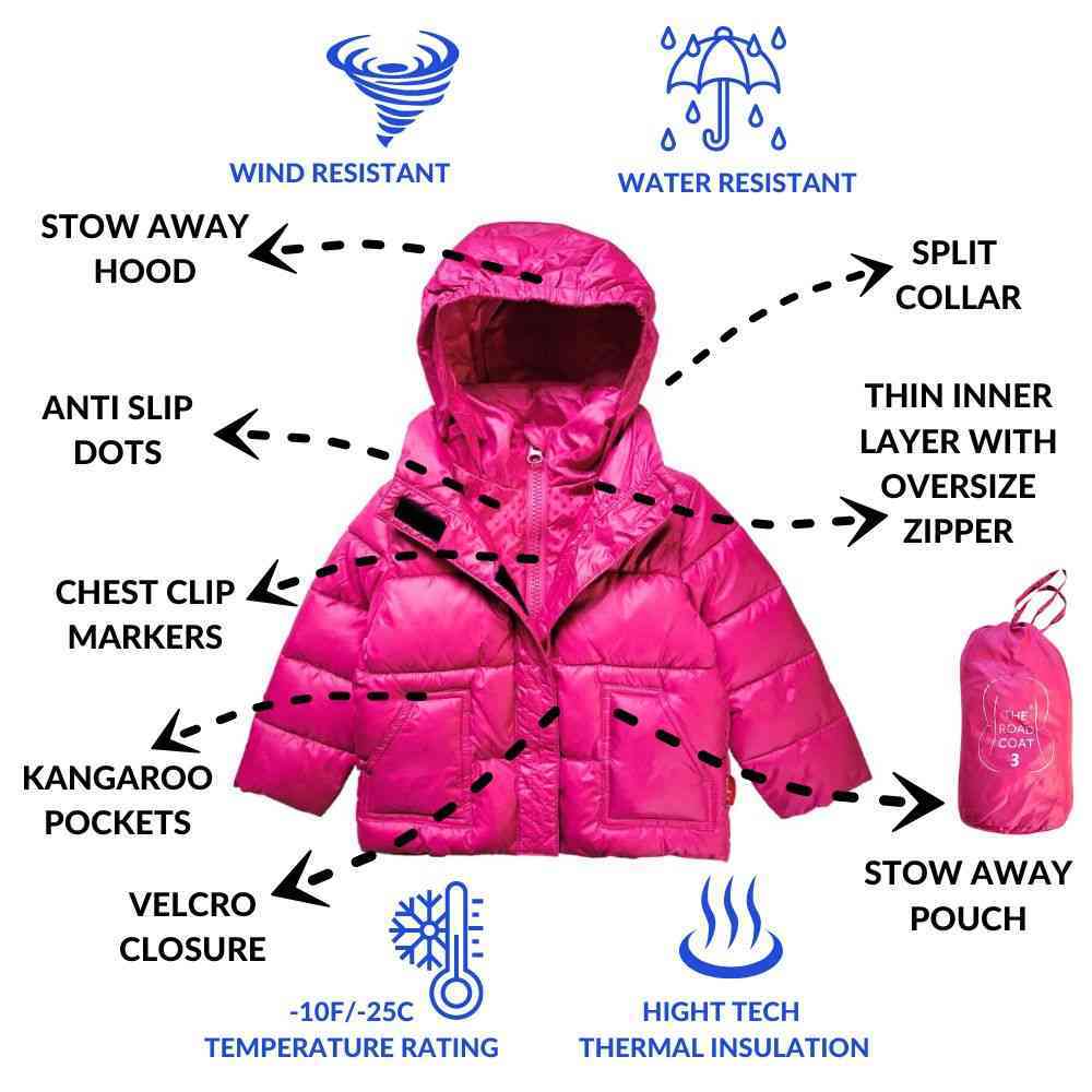 Onekid Car Seat Coat | The Road Coat Vegan - Fuchsia- Bambi Baby