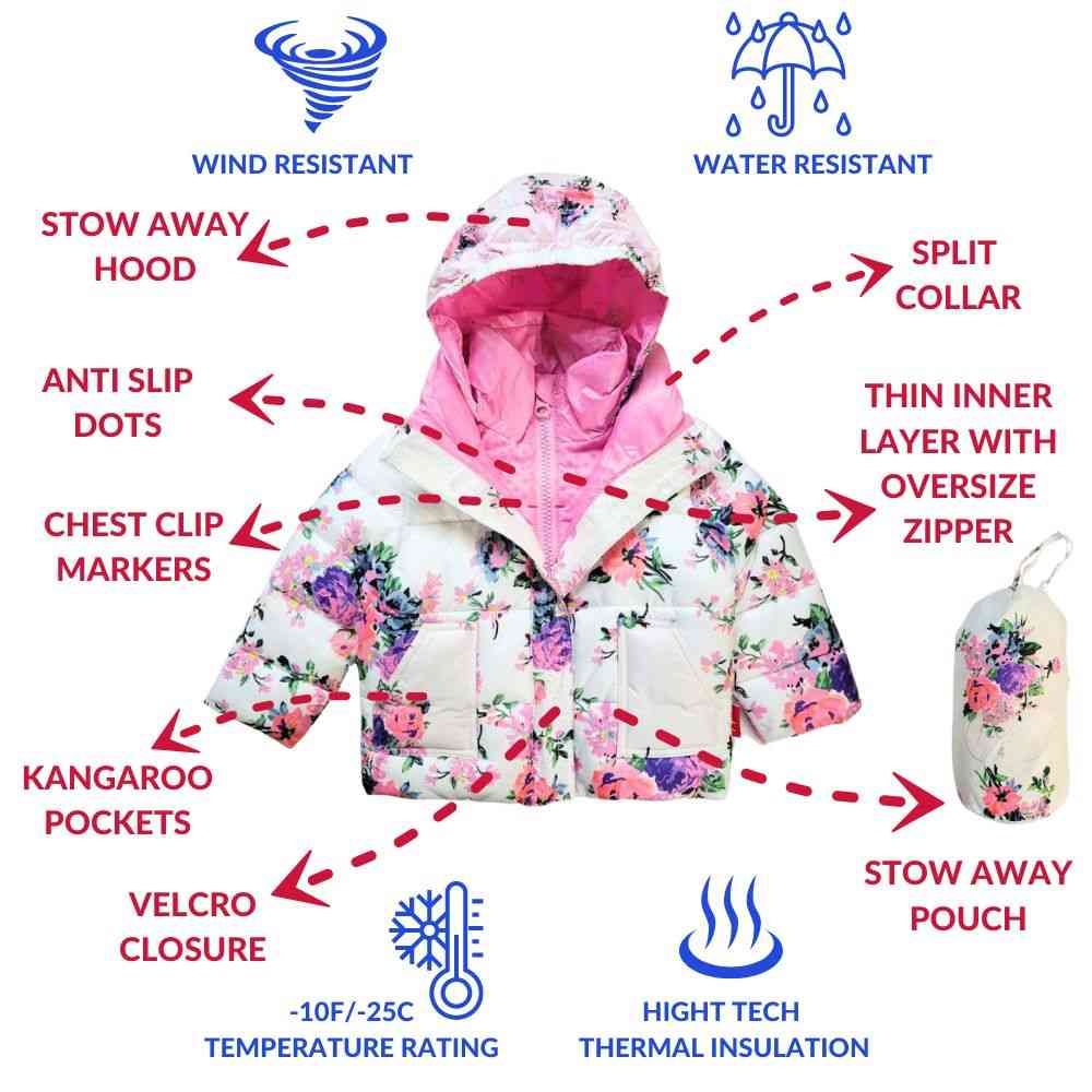 Onekid Car Seat Coat | The Road Coat Vegan - Floral Print- Bambi Baby