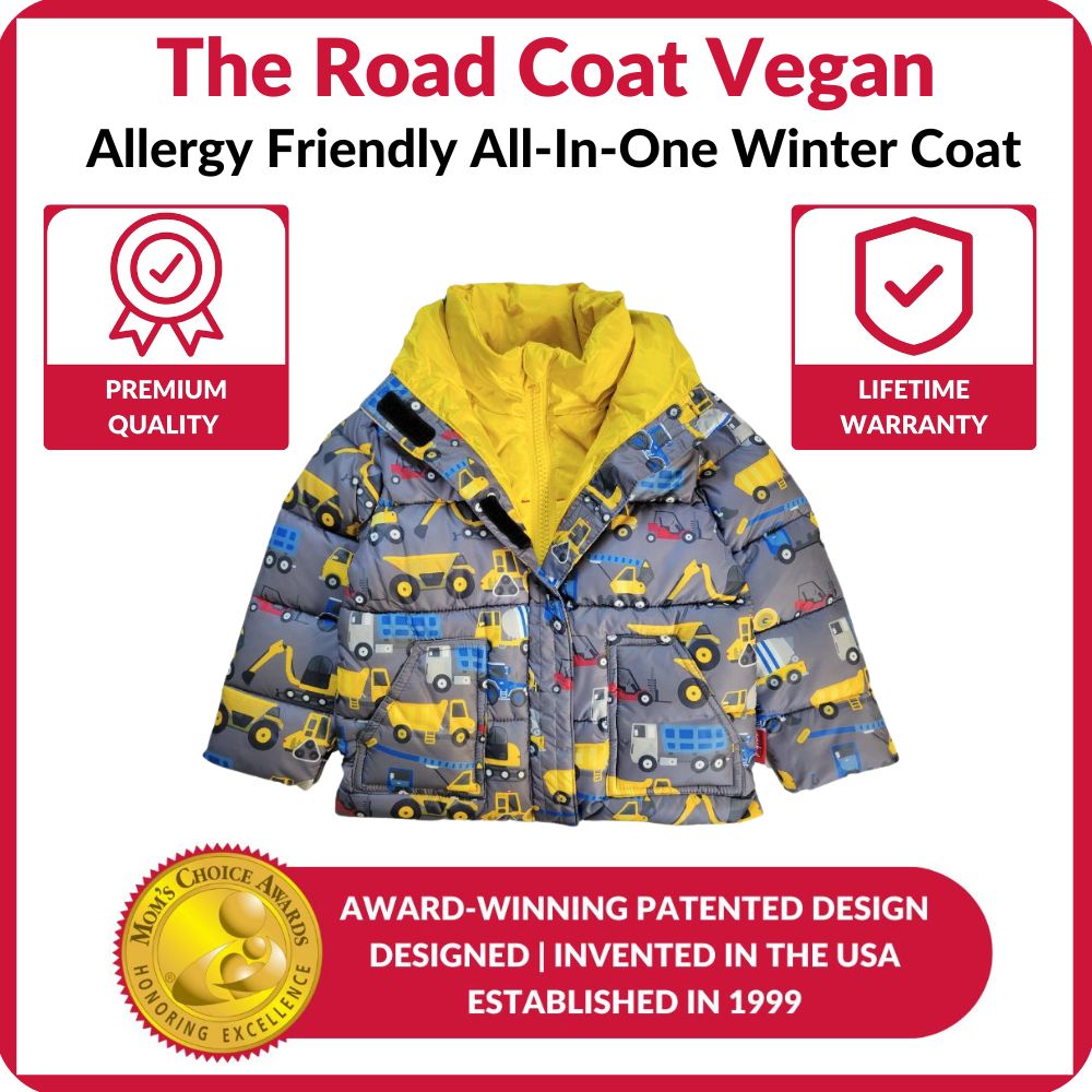 Onekid Car Seat Coat | The Road Coat Vegan - Construction Print- Bambi Baby