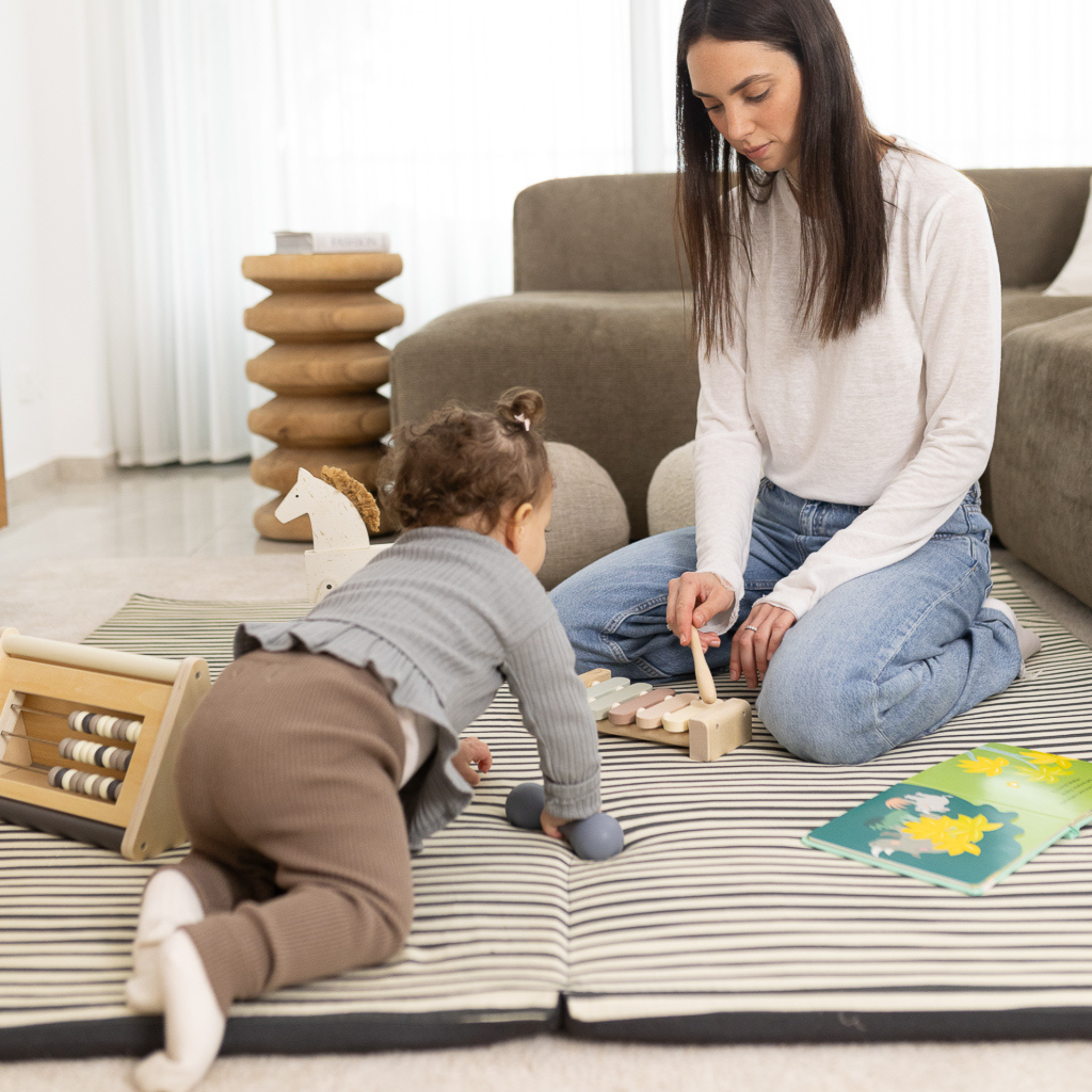 Toki Kids Bold Stripe Organic Cotton Mat- Bambi Baby