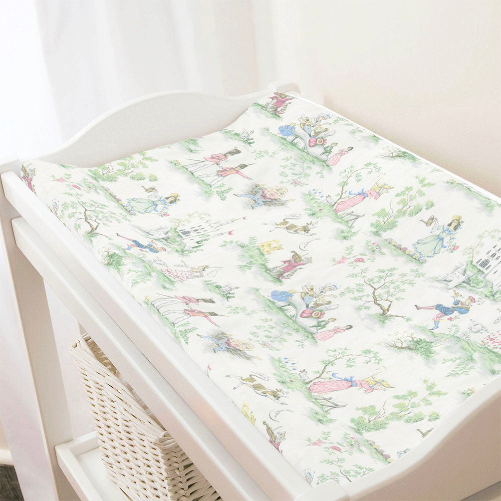 Liz and Roo Nursery Rhyme Toile Contoured Changing Pad Cover- Bambi Baby